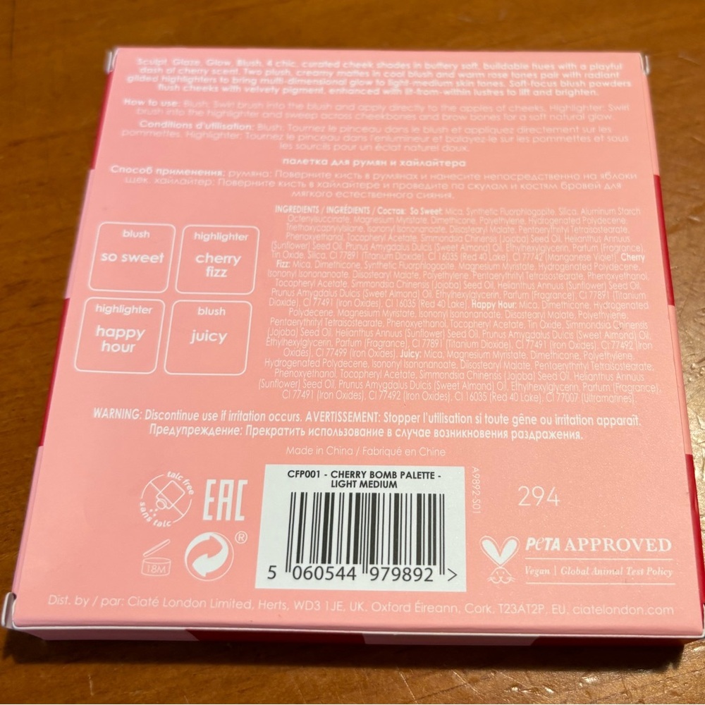 Ciate London Cherry Bomb Blush & Highlighter Palette - Picture 10 of 16